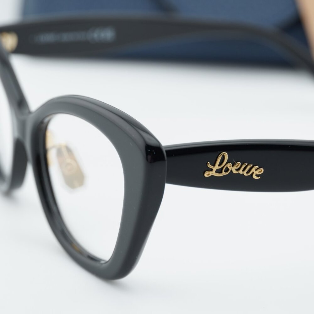 Loewe LW50067F 001 Cat Eye Eyeglasses - Shiny Black 52mm - Picture 2 of 9